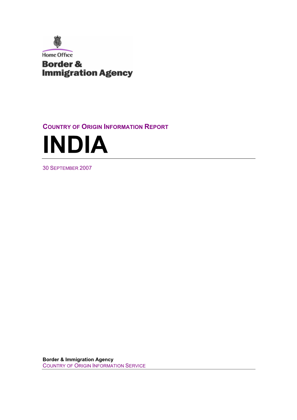 Country of Origin Information Report India