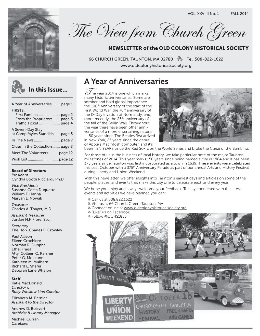 Fall 2014 Newsletter