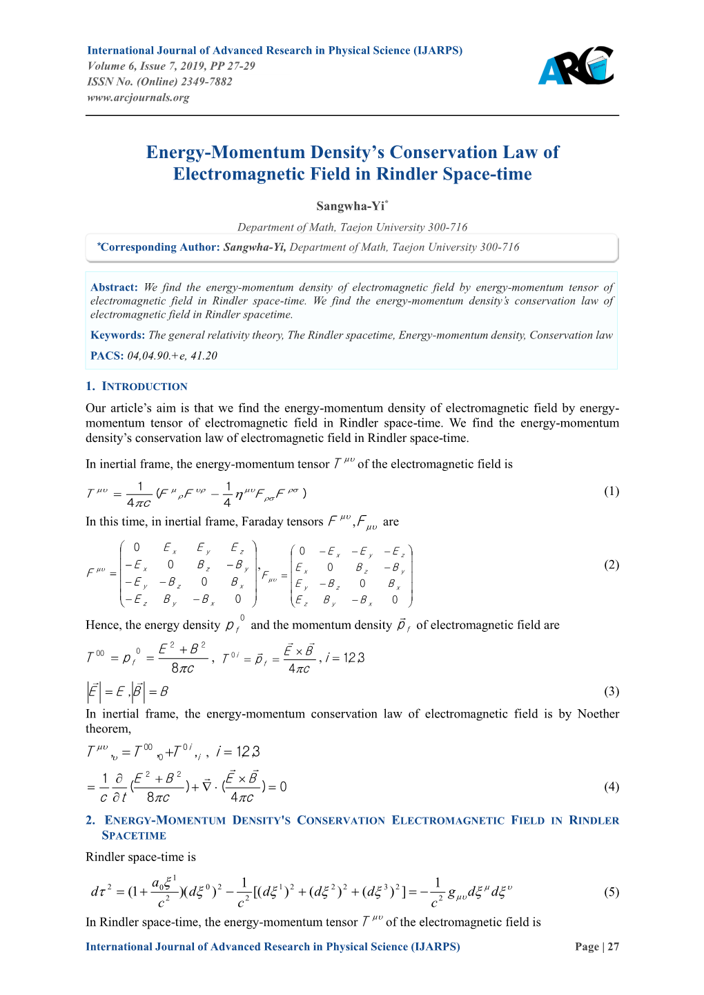 Energy-Momentum Density's Conservation Law Of