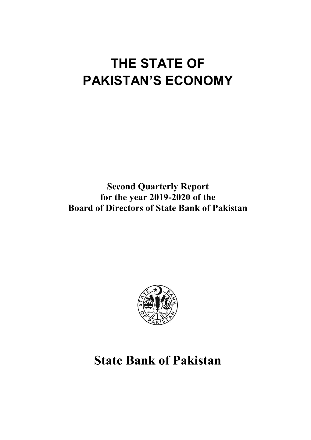 THE STATE of PAKISTAN's ECONOMY State Bank of Pakistan