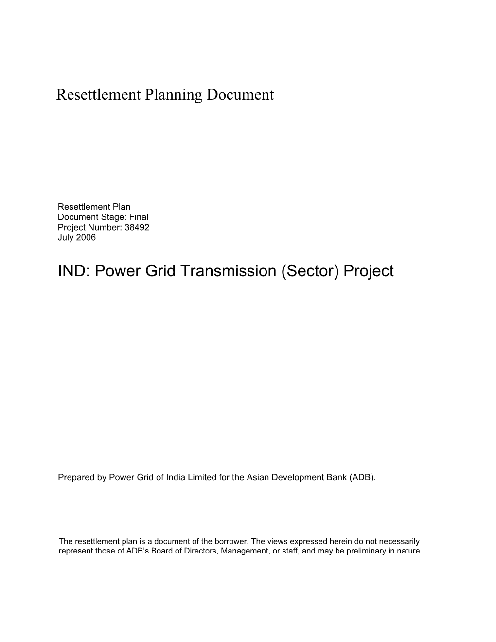 Power Grid Transmission (Sector) Project