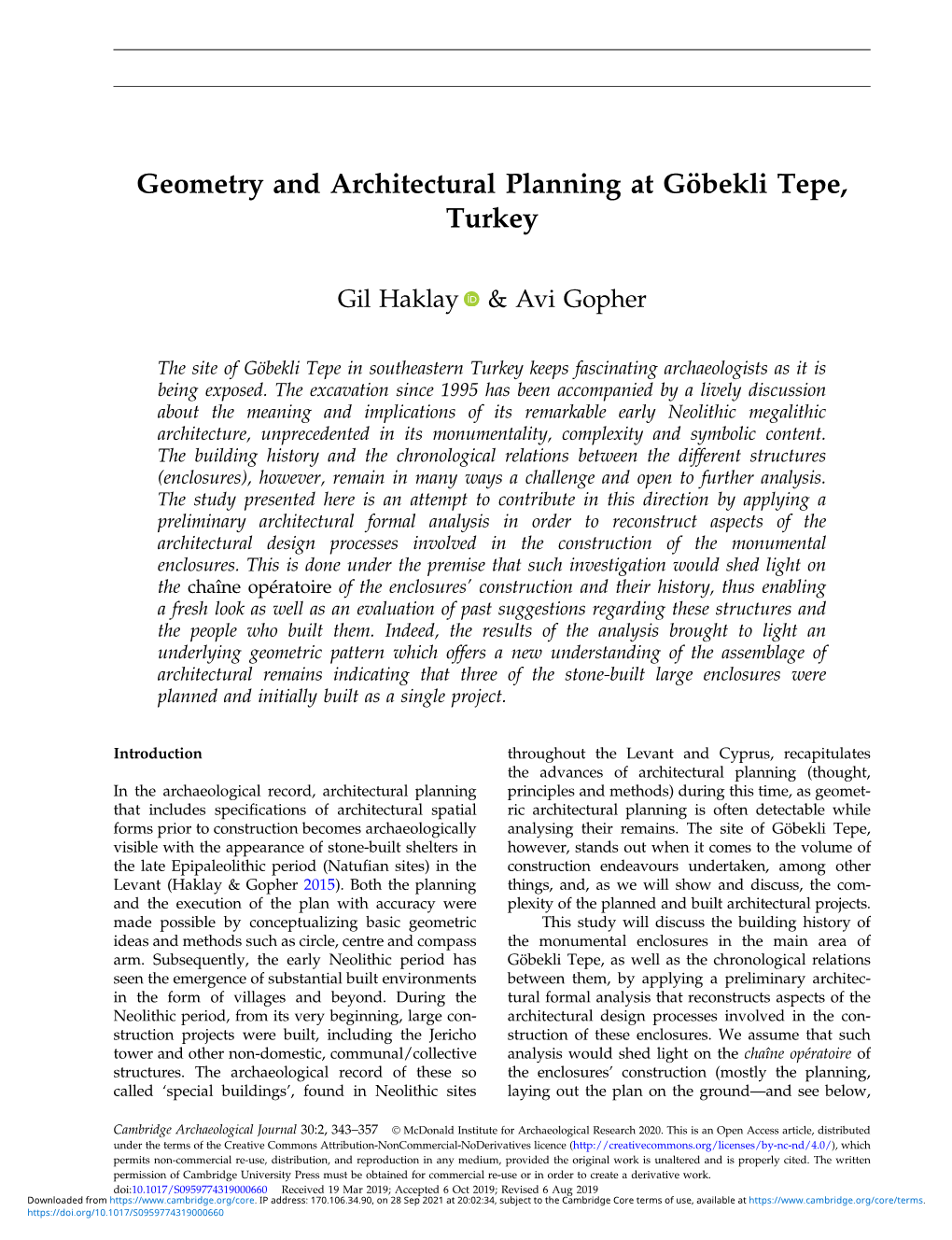 Geometry and Architectural Planning at Göbekli Tepe, Turkey