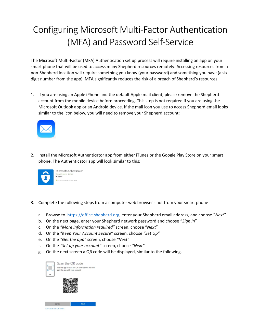 Configuring Microsoft Multi-Factor Authentication (MFA) and Password Self-Service