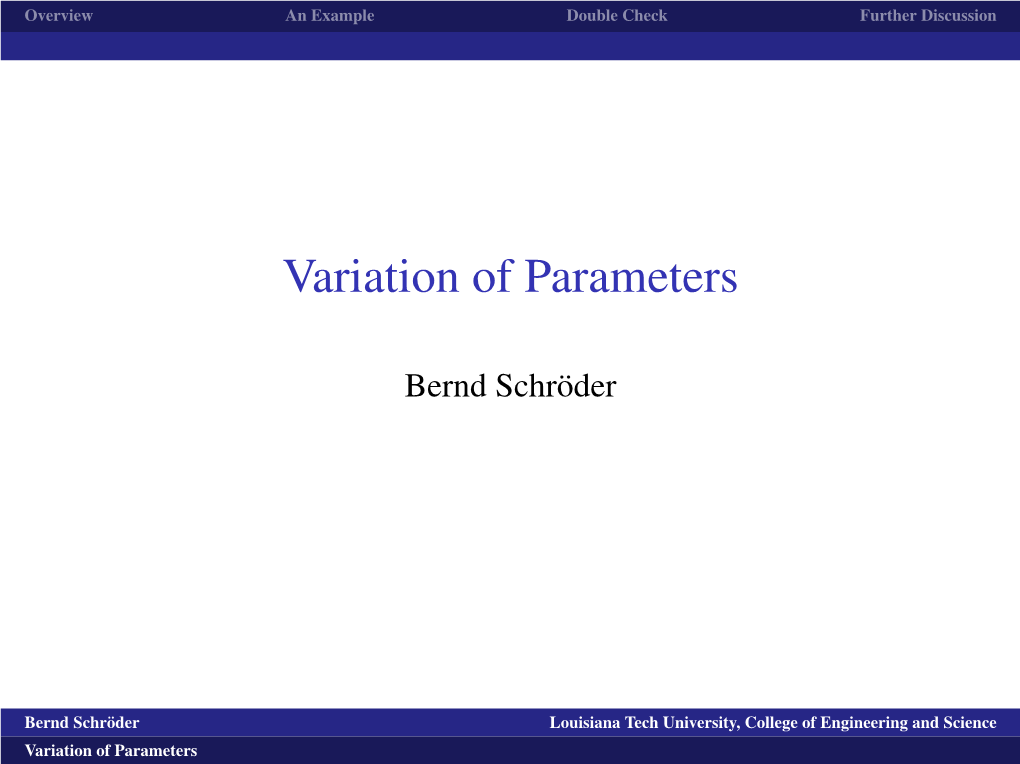 Variation of Parameters