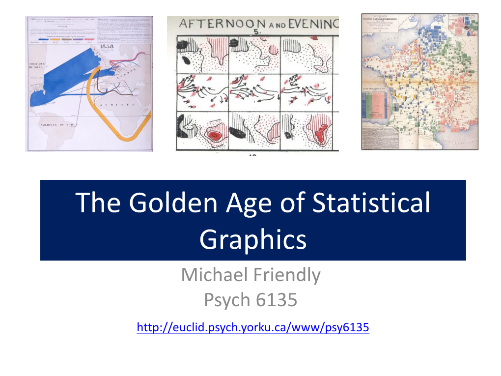 The Golden Age of Statistical Graphics Michael Friendly Psych 6135 the Golden Age: ~ 1850 -- 1900