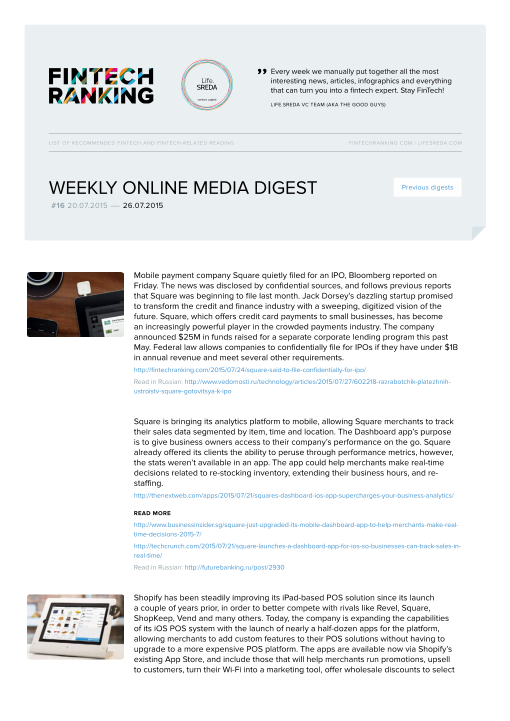 WEEKLY ONLINE MEDIA DIGEST Previous Digests #16 20.07.2015 — 26.07.2015