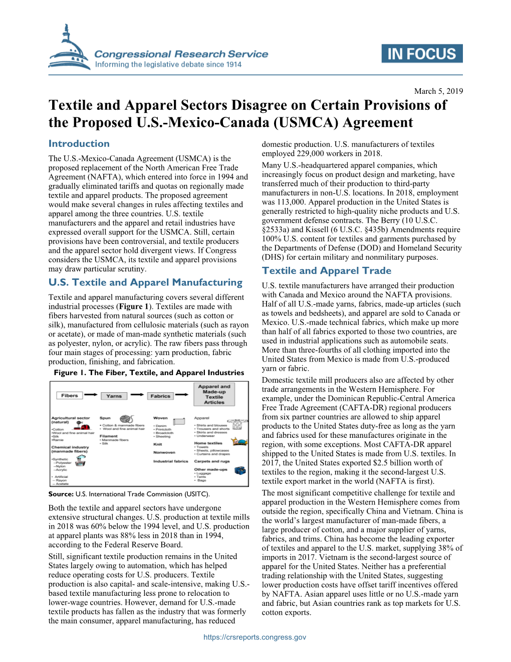 Textile and Apparel Sectors Disagree on Certain Provisions of the Proposed US-Mexico-Canada