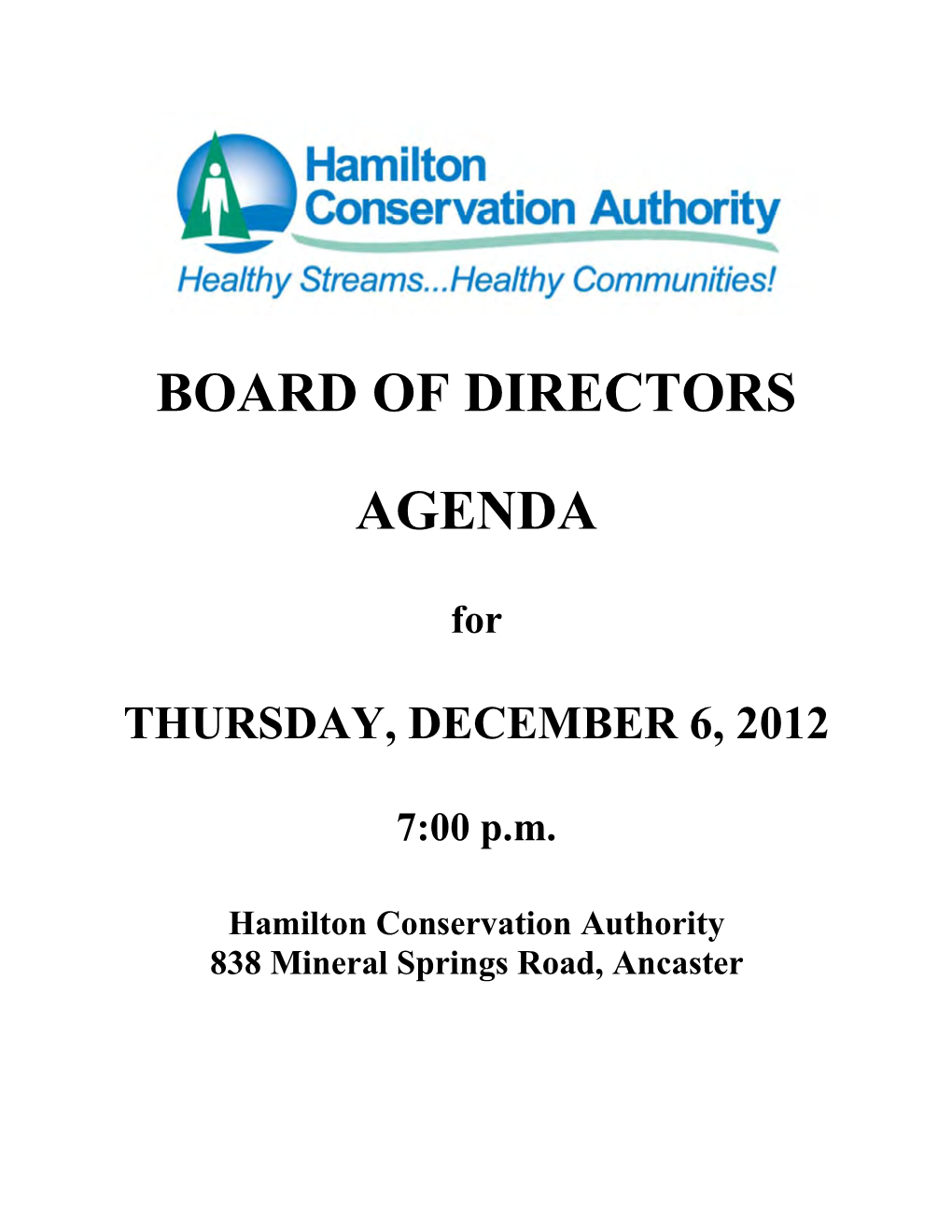 Board of Directors Agenda