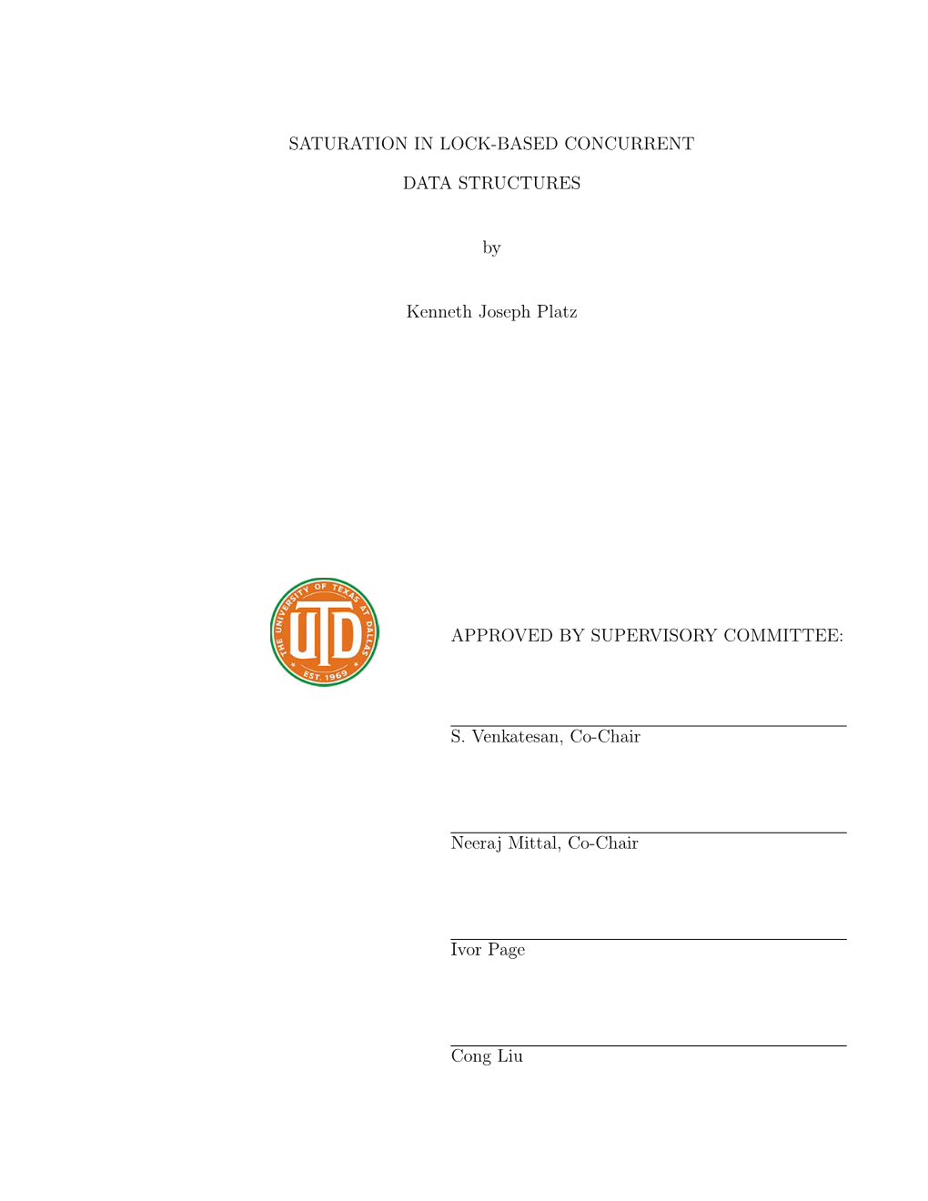 Saturation in Lock-Based Concurrent Data Structures Ph.D