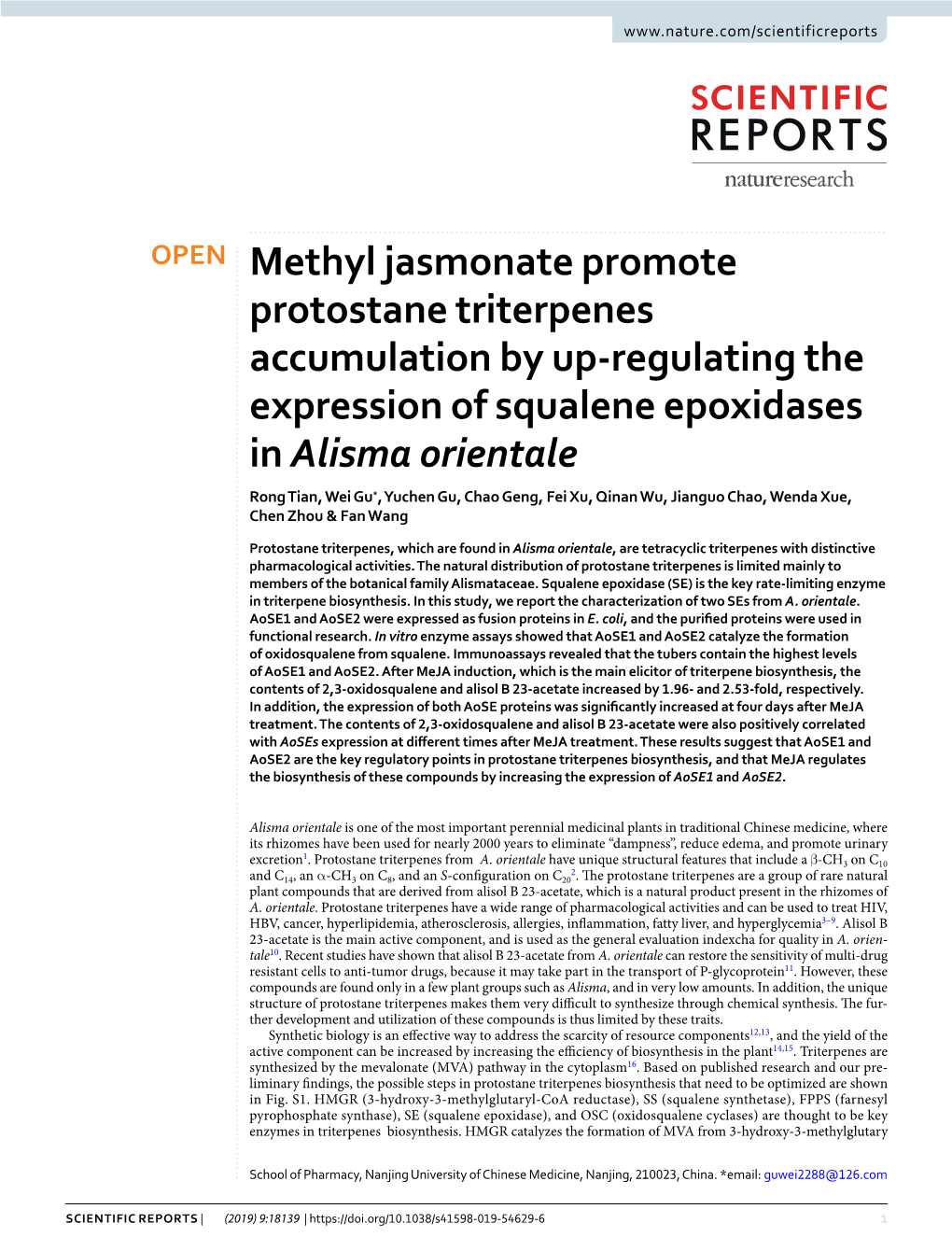 Methyl Jasmonate Promote Protostane Triterpenes Accumulation by Up