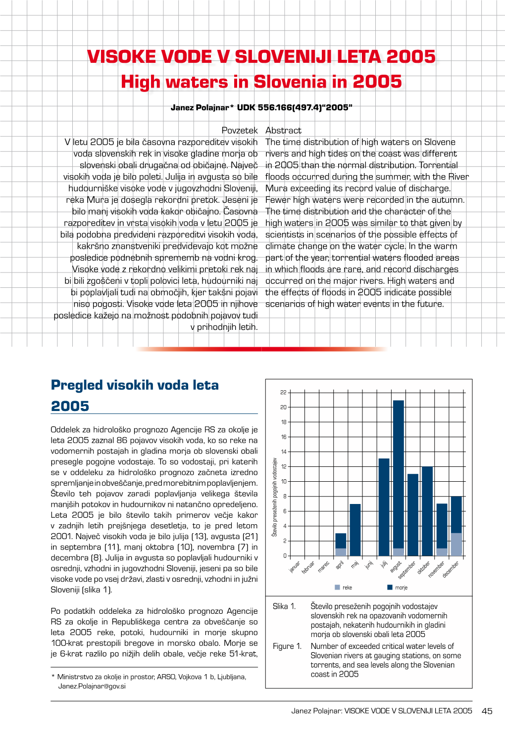 VISOKE VODE V SLOVENIJI LETA 2005 High Waters in Slovenia in 2005