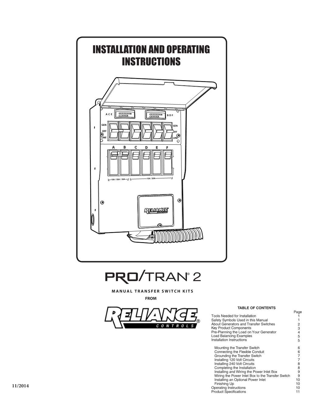 Installation and Operating Instructions