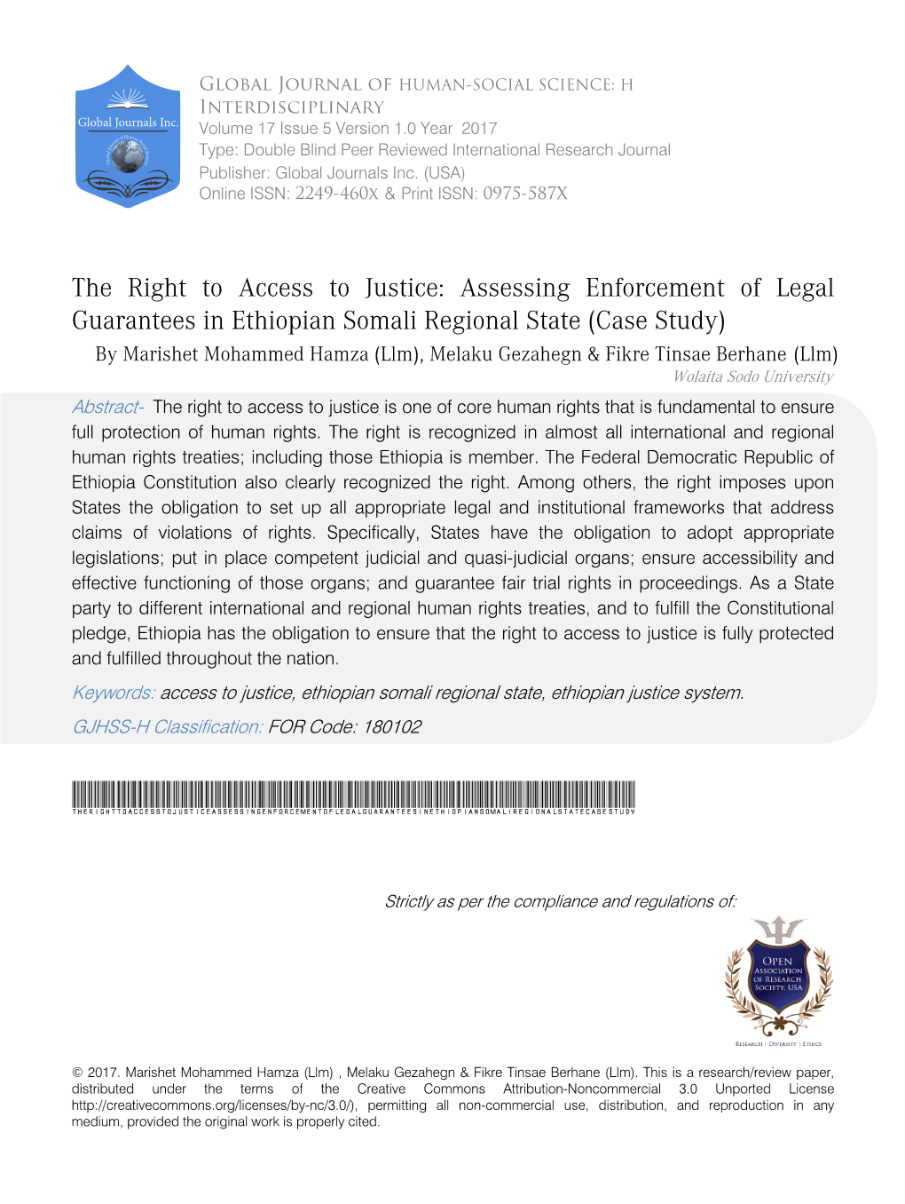 Assessing Enforcement of Legal Guarantees in Ethiopian Somali