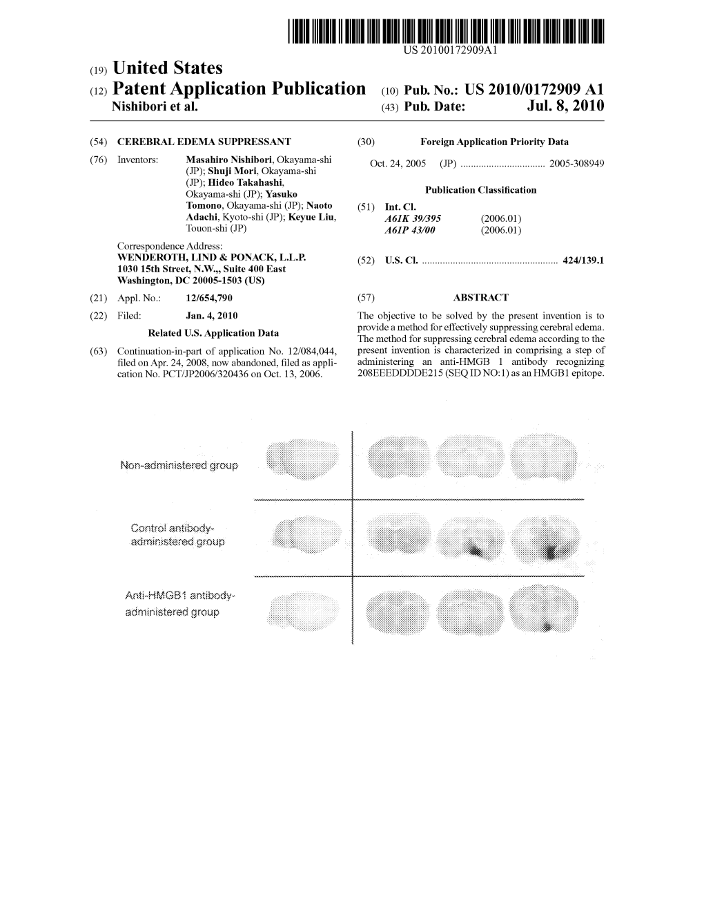 (12) Patent Application Publication (10) Pub. No.: US 2010/0172909 A1 Nishibori Et Al