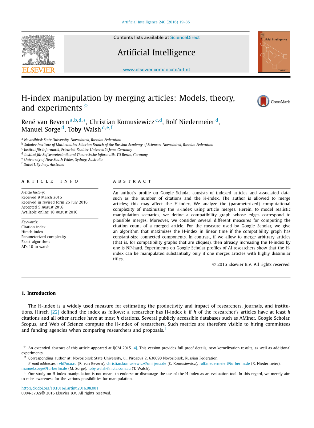 H-Index Manipulation by Merging Articles