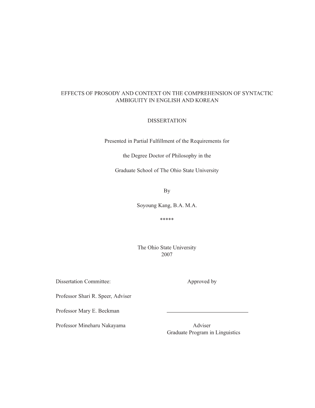 Effects of Prosody and Context on the Comprehension of Syntactic Ambiguity in English and Korean