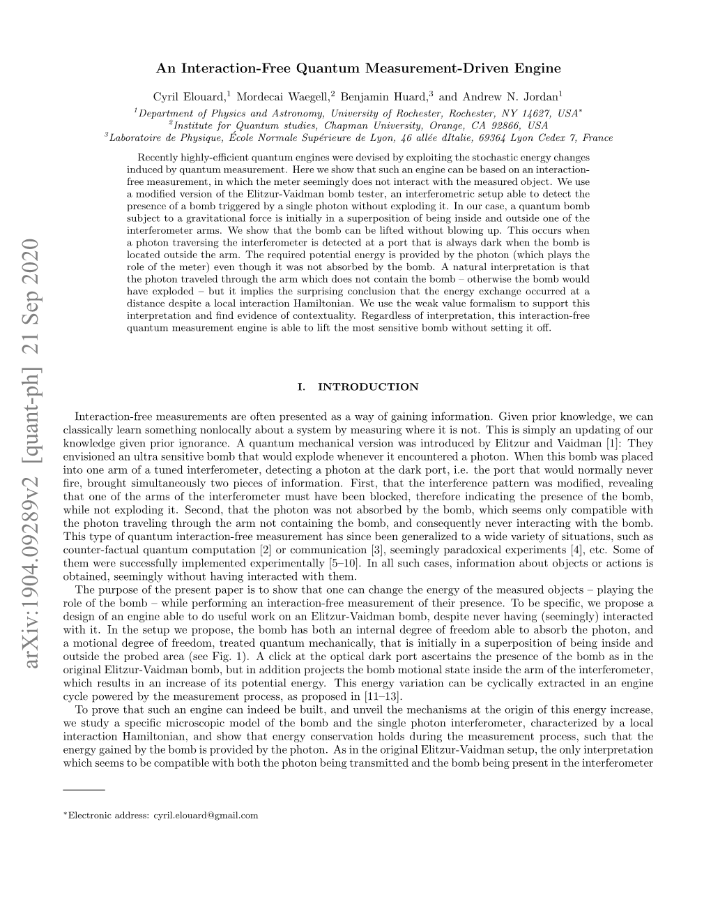 An Interaction-Free Quantum Measurement-Driven Engine