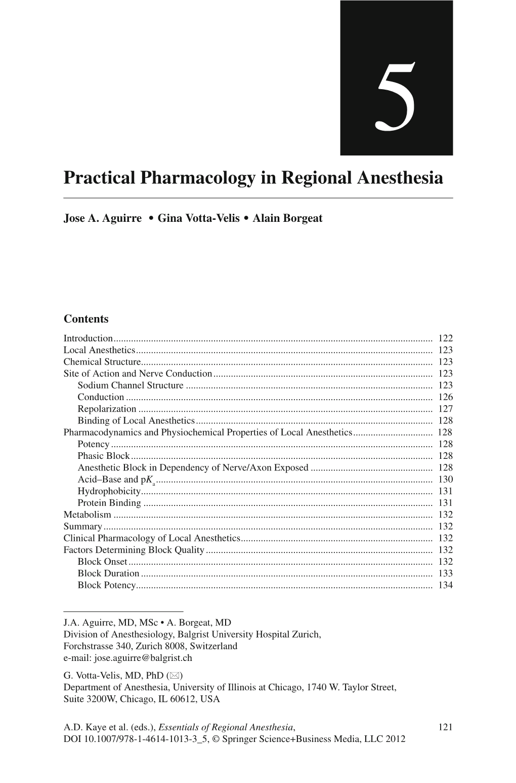 Practical Pharmacology in Regional Anesthesia