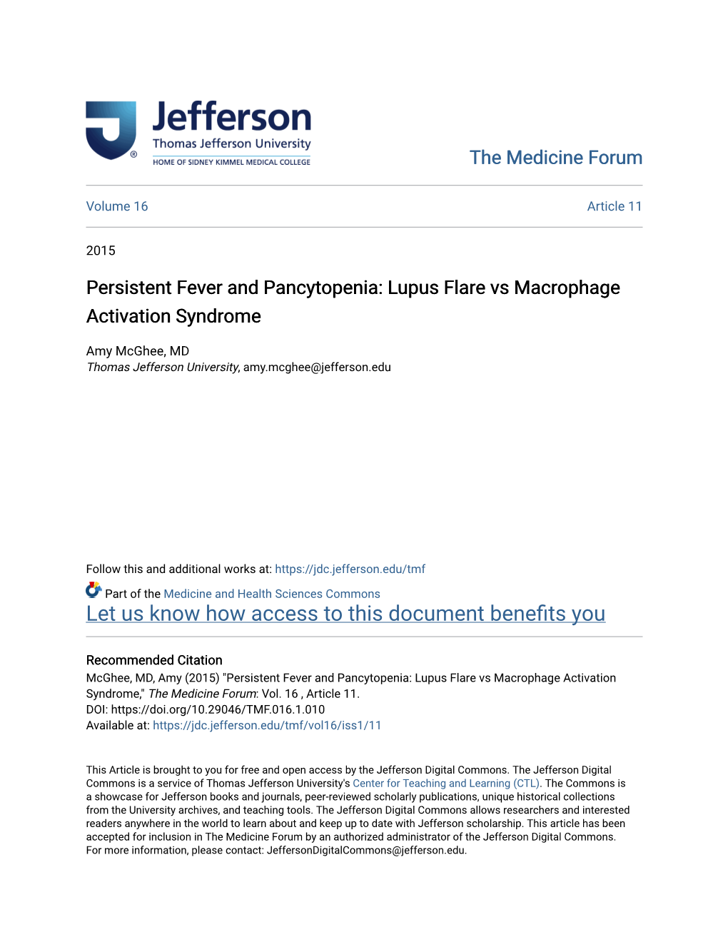 Persistent Fever and Pancytopenia: Lupus Flare Vs Macrophage Activation Syndrome