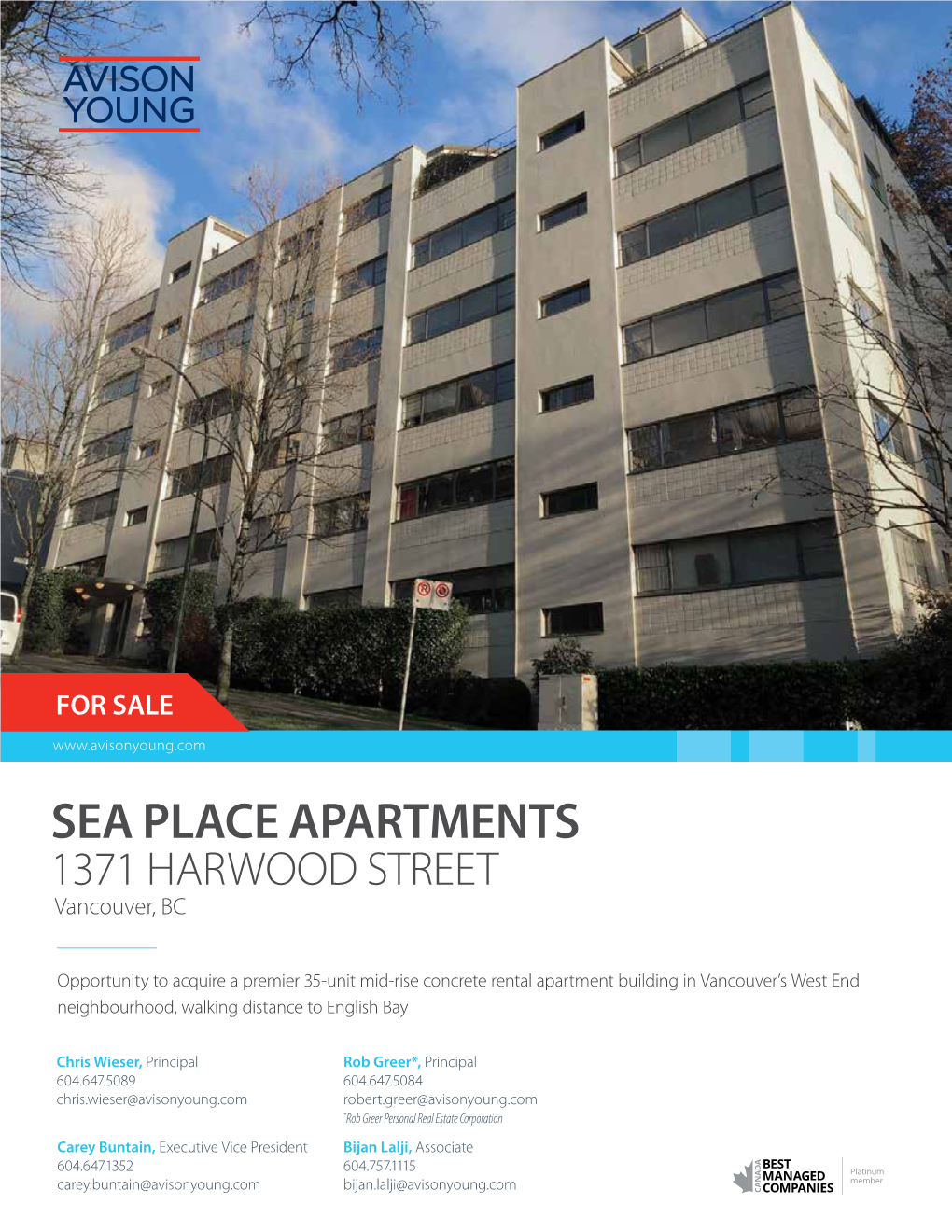 SEA PLACE APARTMENTS 1371 HARWOOD STREET Vancouver, BC