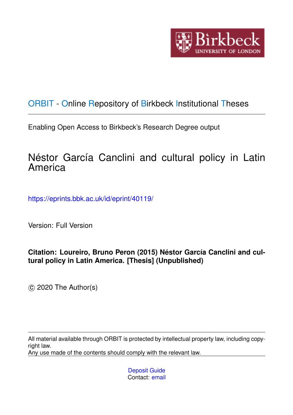 Néstor García Canclini and Cultural Policy in Latin America