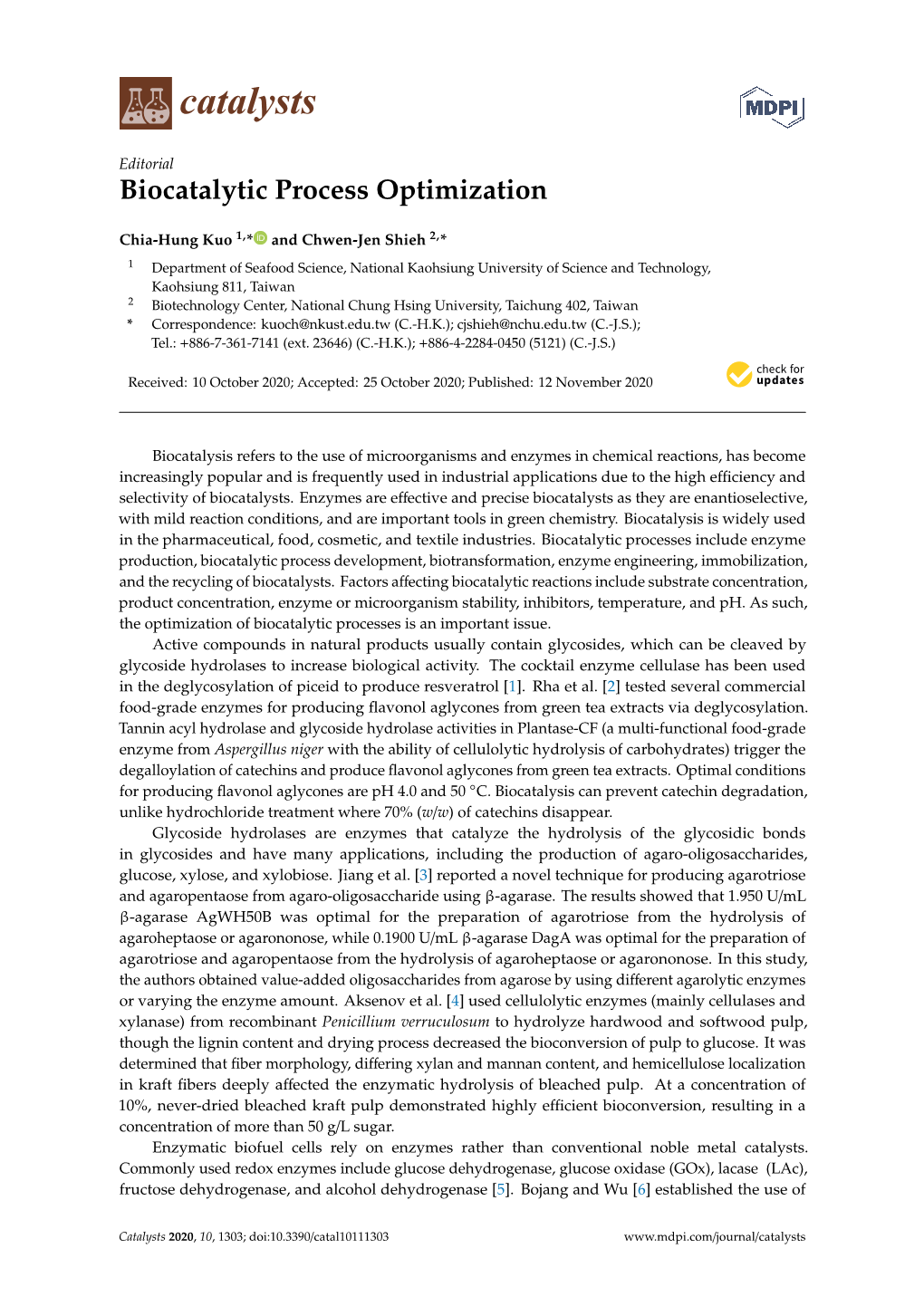 Biocatalytic Process Optimization