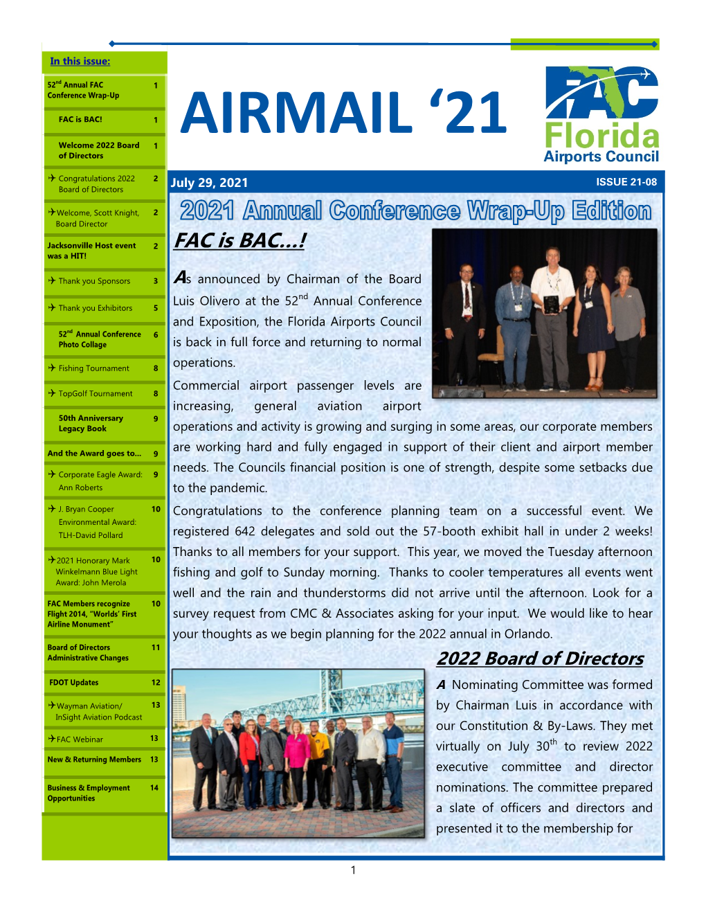 AIRMAIL ‘21 Welcome 2022 Board 1 of Directors