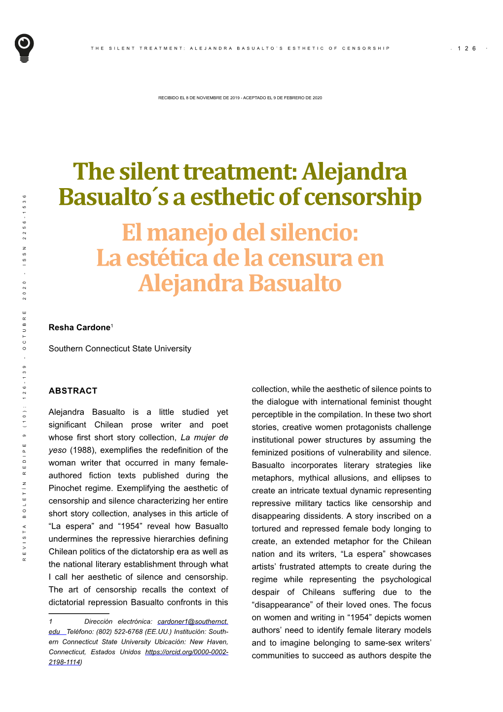 Alejandra Basualto´Sa Esthetic of Censorship