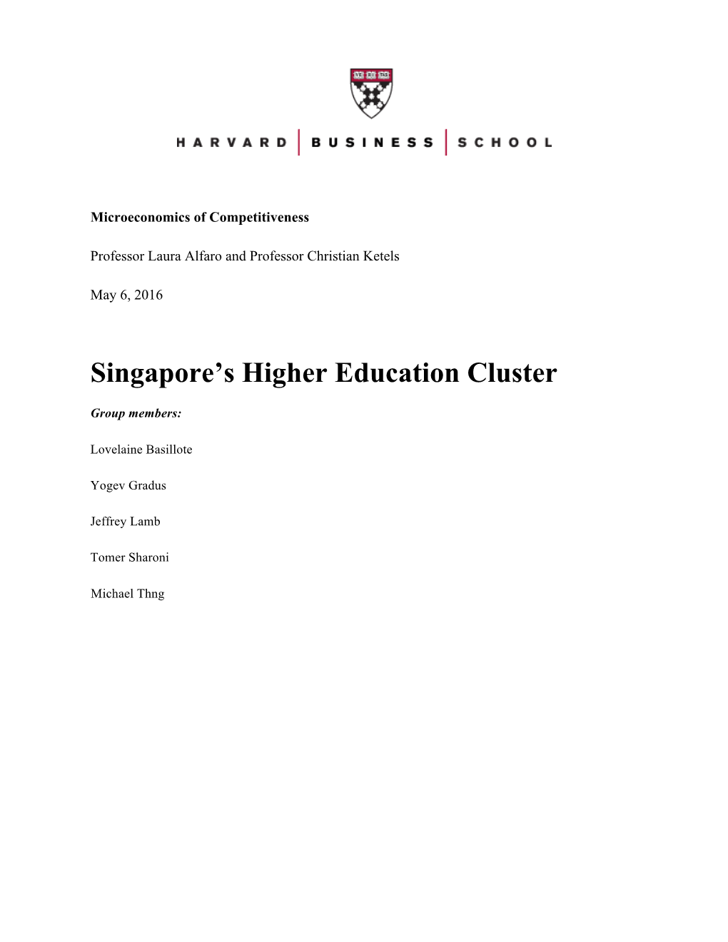 Singapore's Higher Education Cluster