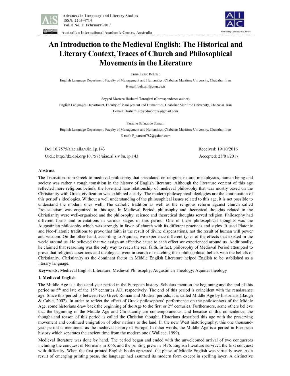 An Introduction to the Medieval English: the Historical and Literary Context, Traces of Church and Philosophical Movements in the Literature