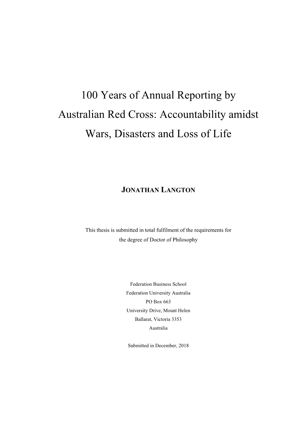 Australian Red Cross: Accountability Amidst Wars, Disasters and Loss of Life