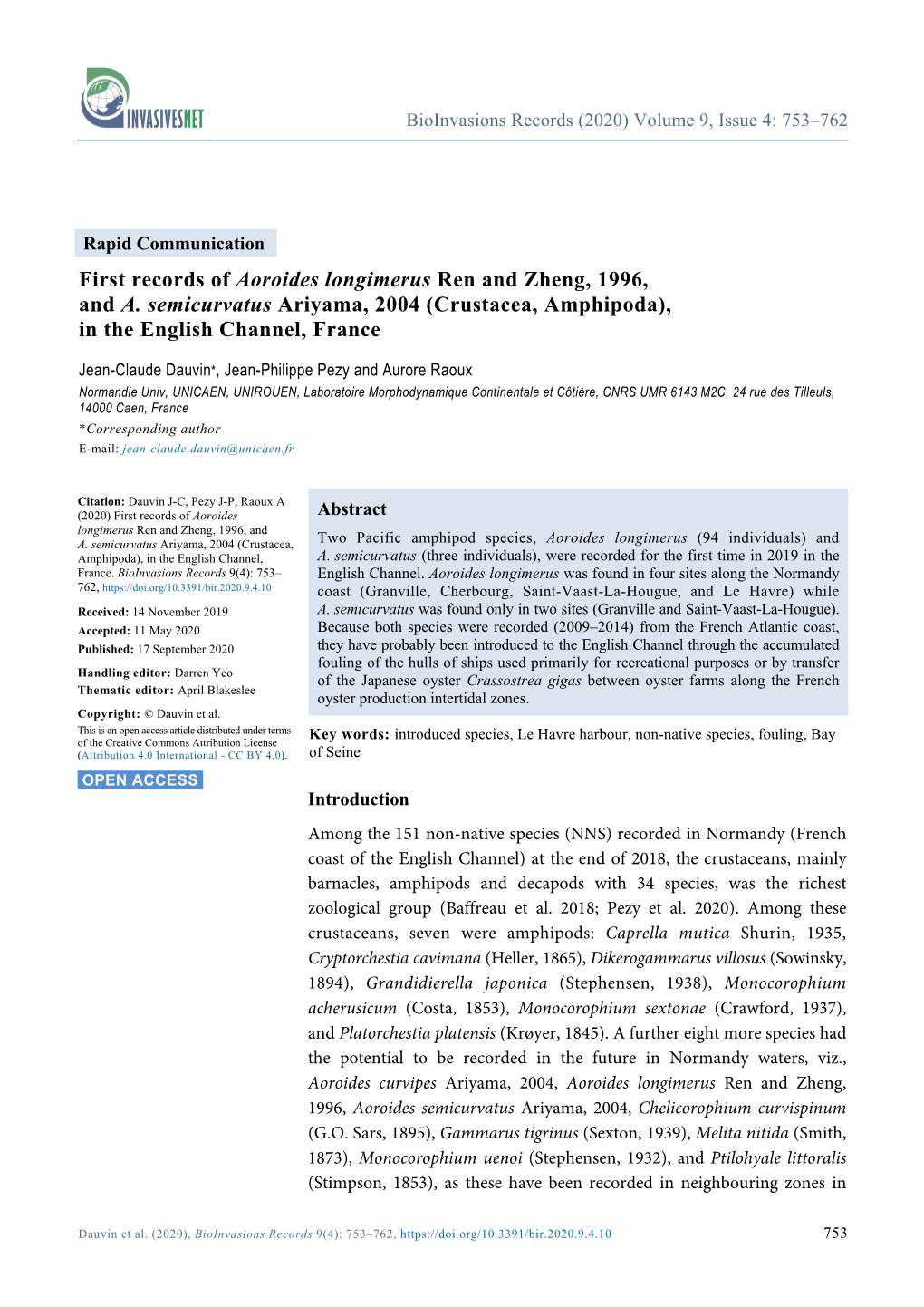 First Records of Aoroides Longimerus Ren and Zheng, 1996, and A