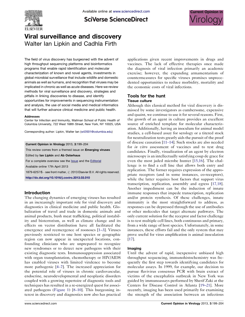 Viral Surveillance and Discovery (Current Opinion in Virology)