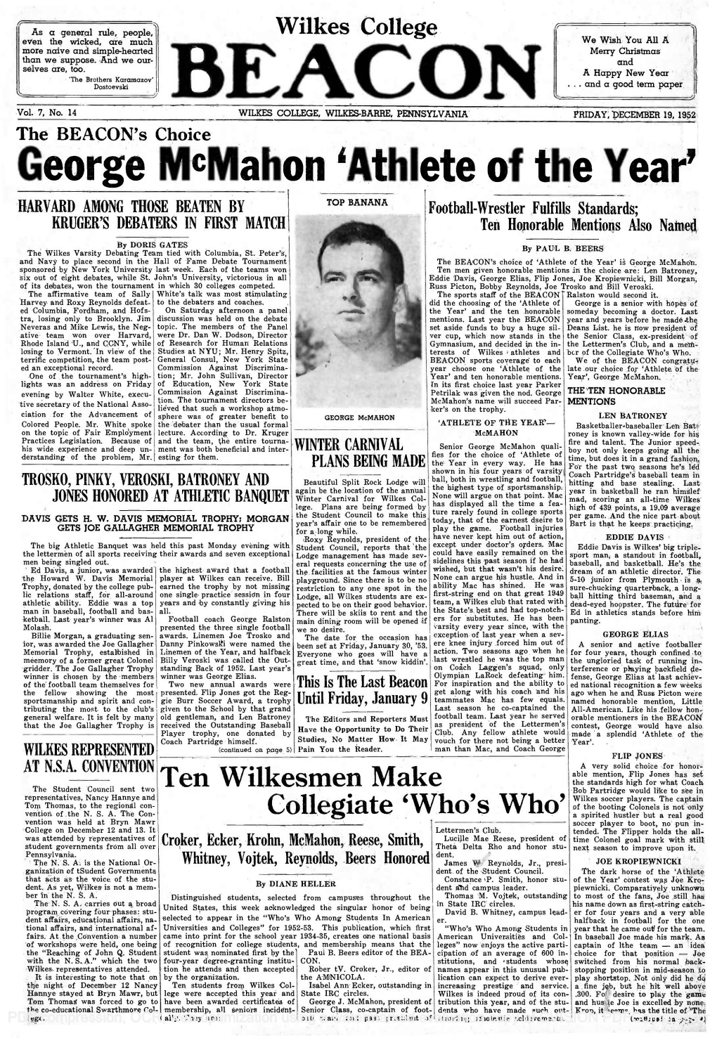 George Mcmahon 'Athlete of the Year'