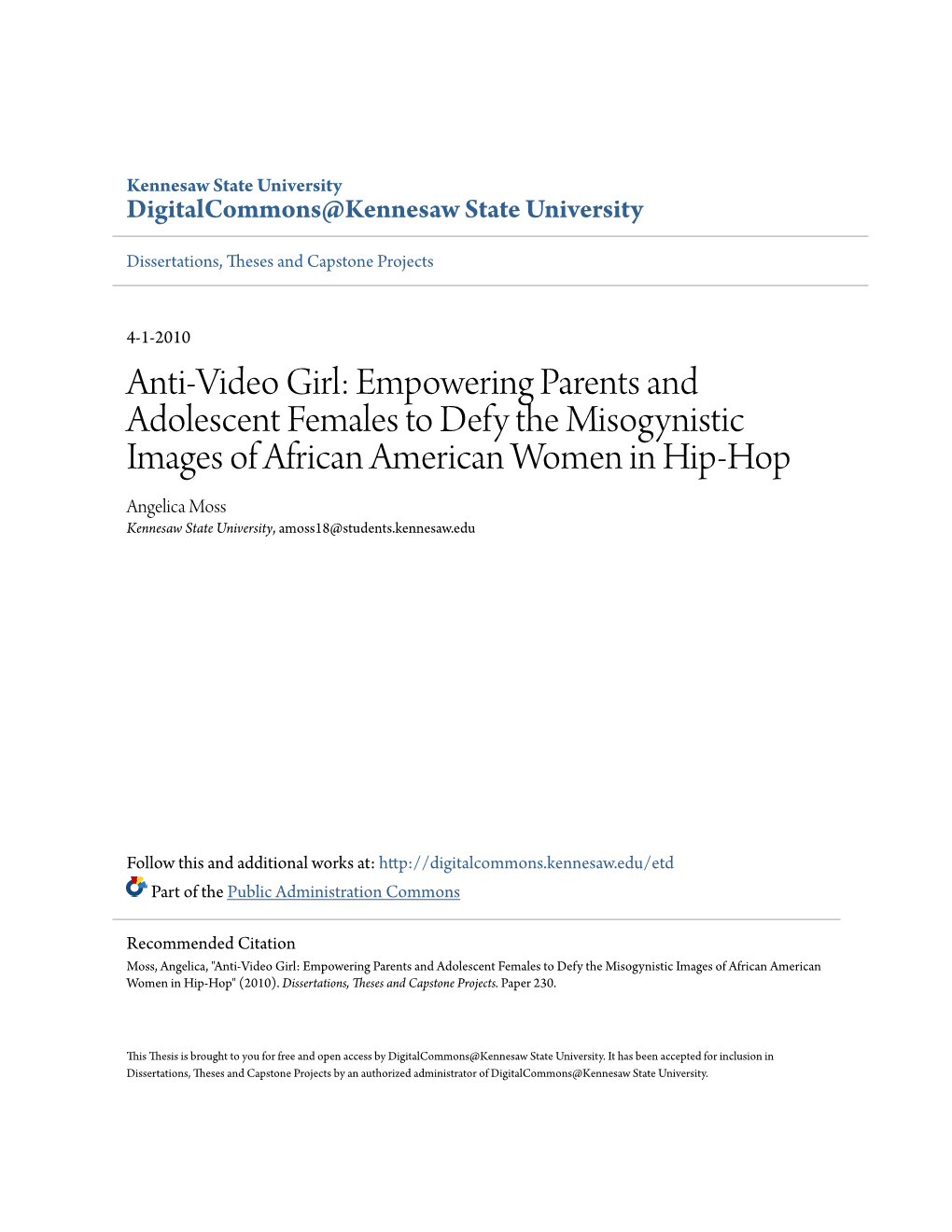 Anti-Video Girl: Empowering Parents and Adolescent Females to Defy