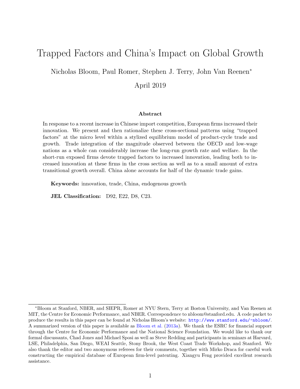 Trapped Factors and China's Impact on Global Growth