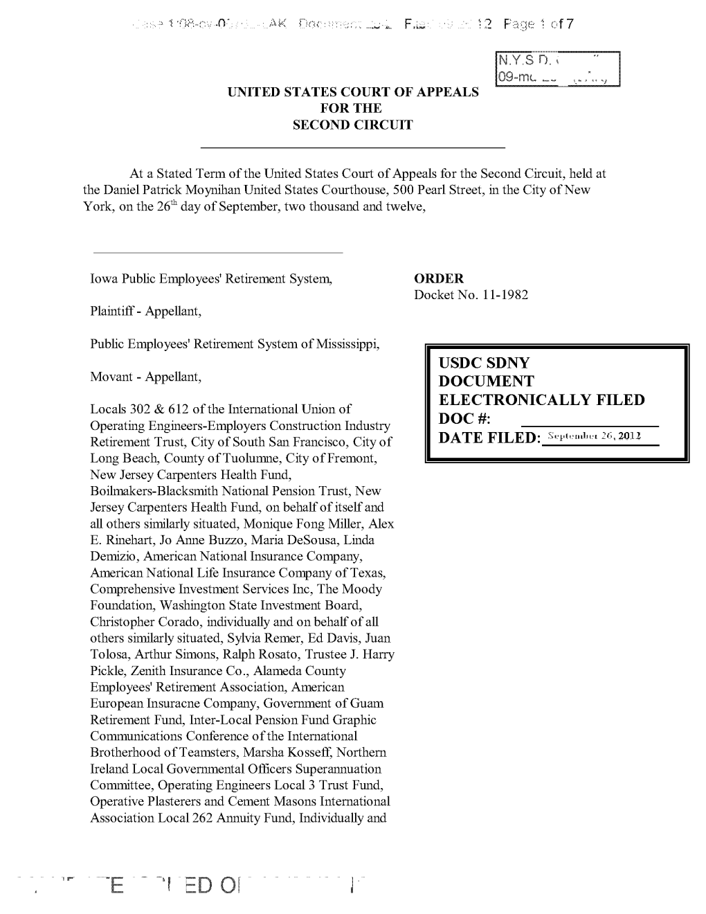 In Re: Lehman Brothers Securities and ERISA Litigation 08-CV-06762-Order