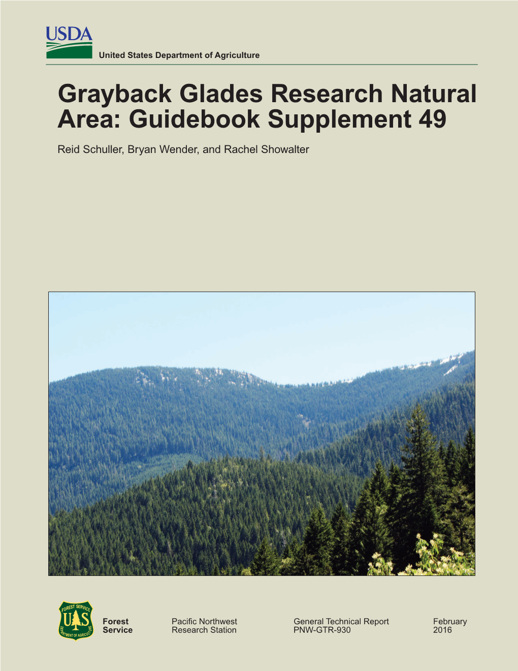 Grayback Glades Research Natural Area: Guidebook Supplement 49 Reid Schuller, Bryan Wender, and Rachel Showalter