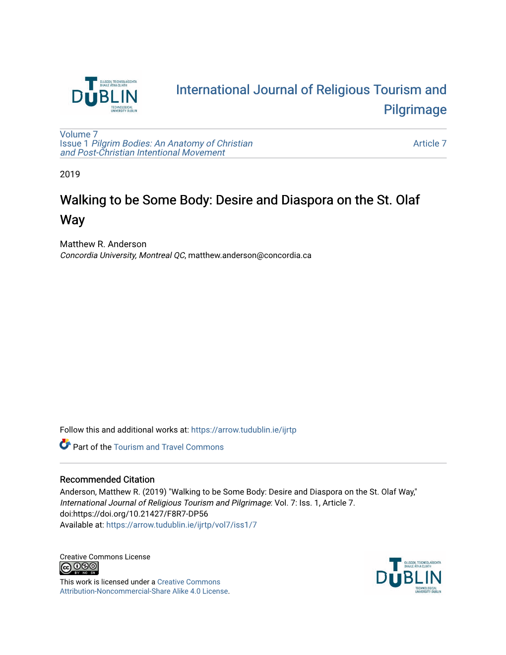 Walking to Be Some Body: Desire and Diaspora on the St. Olaf Way