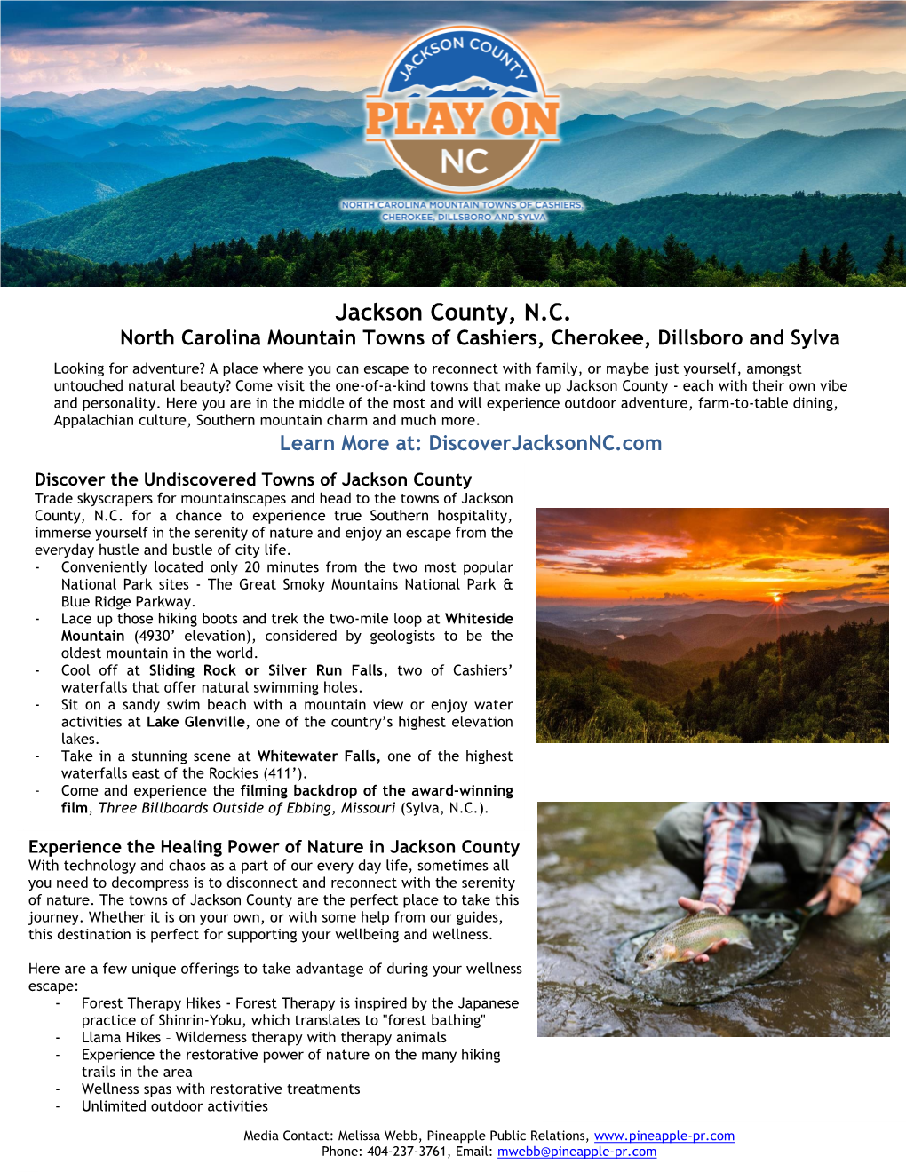 Jackson County, N.C. North Carolina Mountain Towns of Cashiers, Cherokee, Dillsboro and Sylva