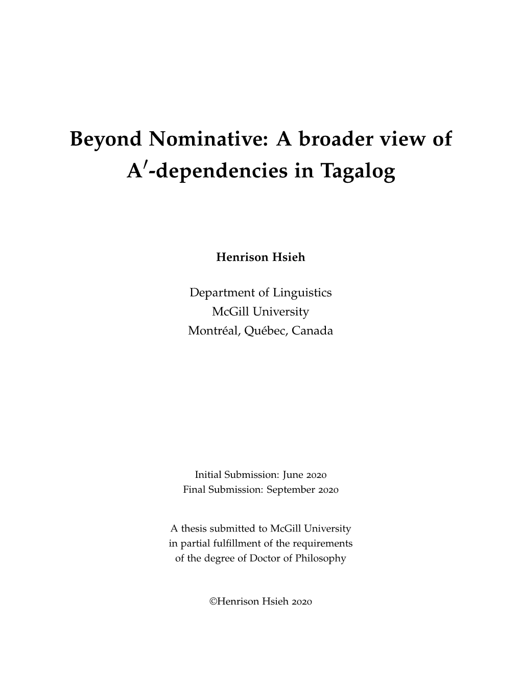 Beyond Nominative: a Broader View of A′-Dependencies in Tagalog
