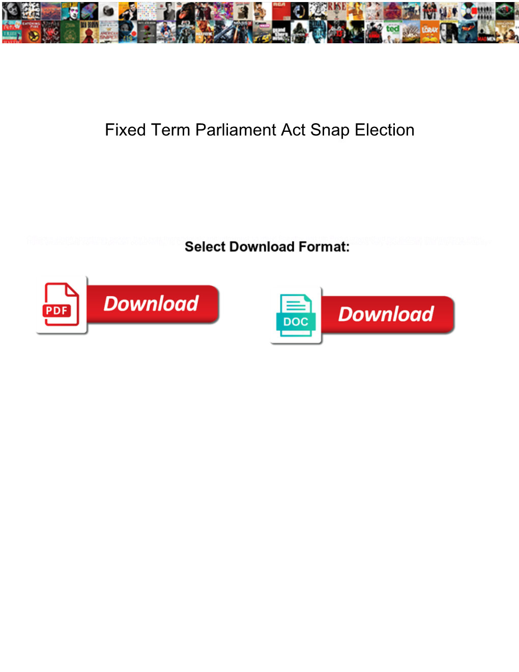 Fixed Term Parliament Act Snap Election