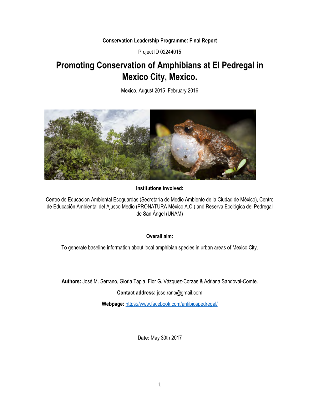 Promoting Conservation of Amphibians at El Pedregal in Mexico City, Mexico