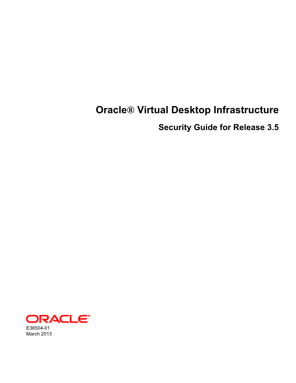 Oracle® Virtual Desktop Infrastructure Security Guide for Release 3.5