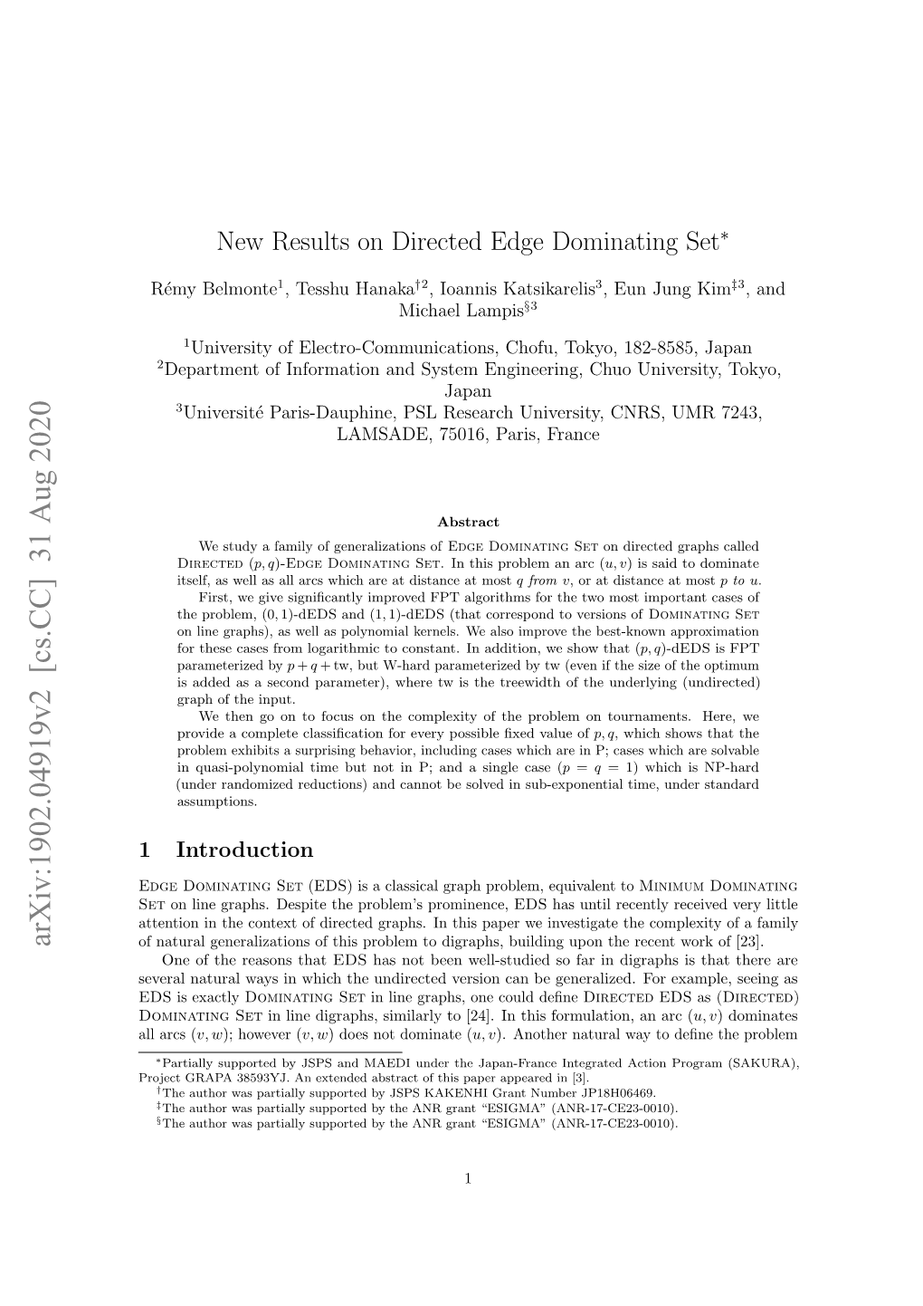 New Results on Directed Edge Dominating Set∗