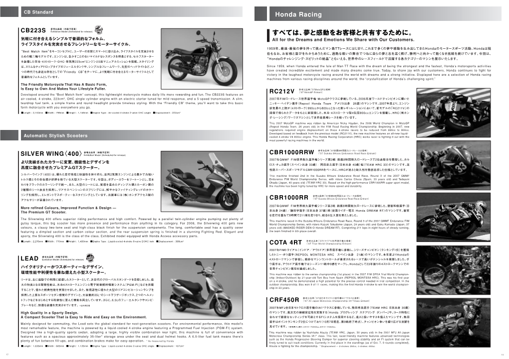 Honda Racing すべては、夢と感動をお客様と共有するために。