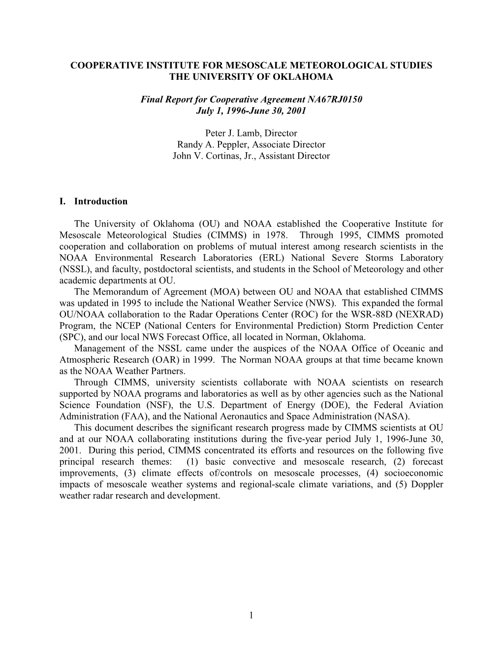 Cooperative Institute for Mesoscale Meteorological Studies the University of Oklahoma