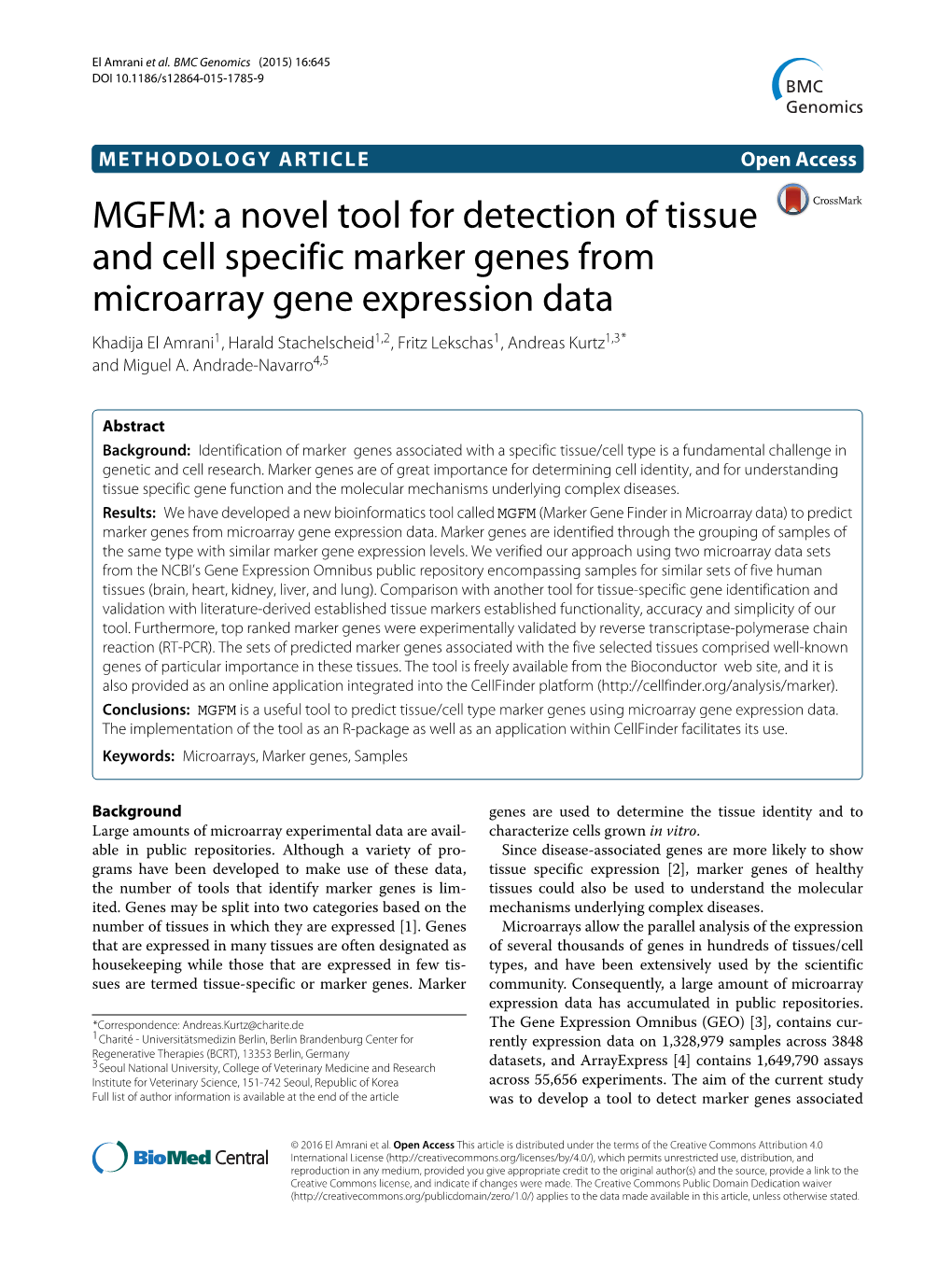 A Novel Tool for Detection of Tissue and Cell Specific Marker Genes From