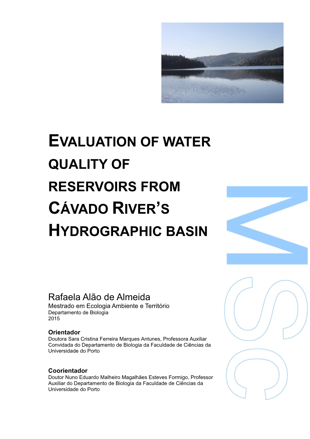 Evaluation of Water Quality of Reservoirs from Cávado River’S Hydrographic Basin