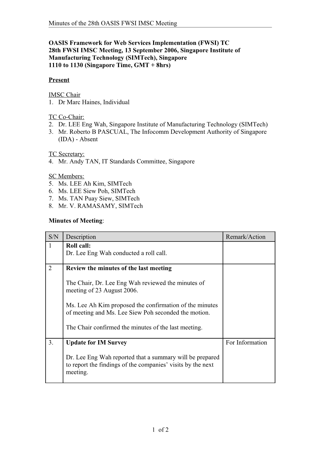 24Th FWSI IMSC Meeting